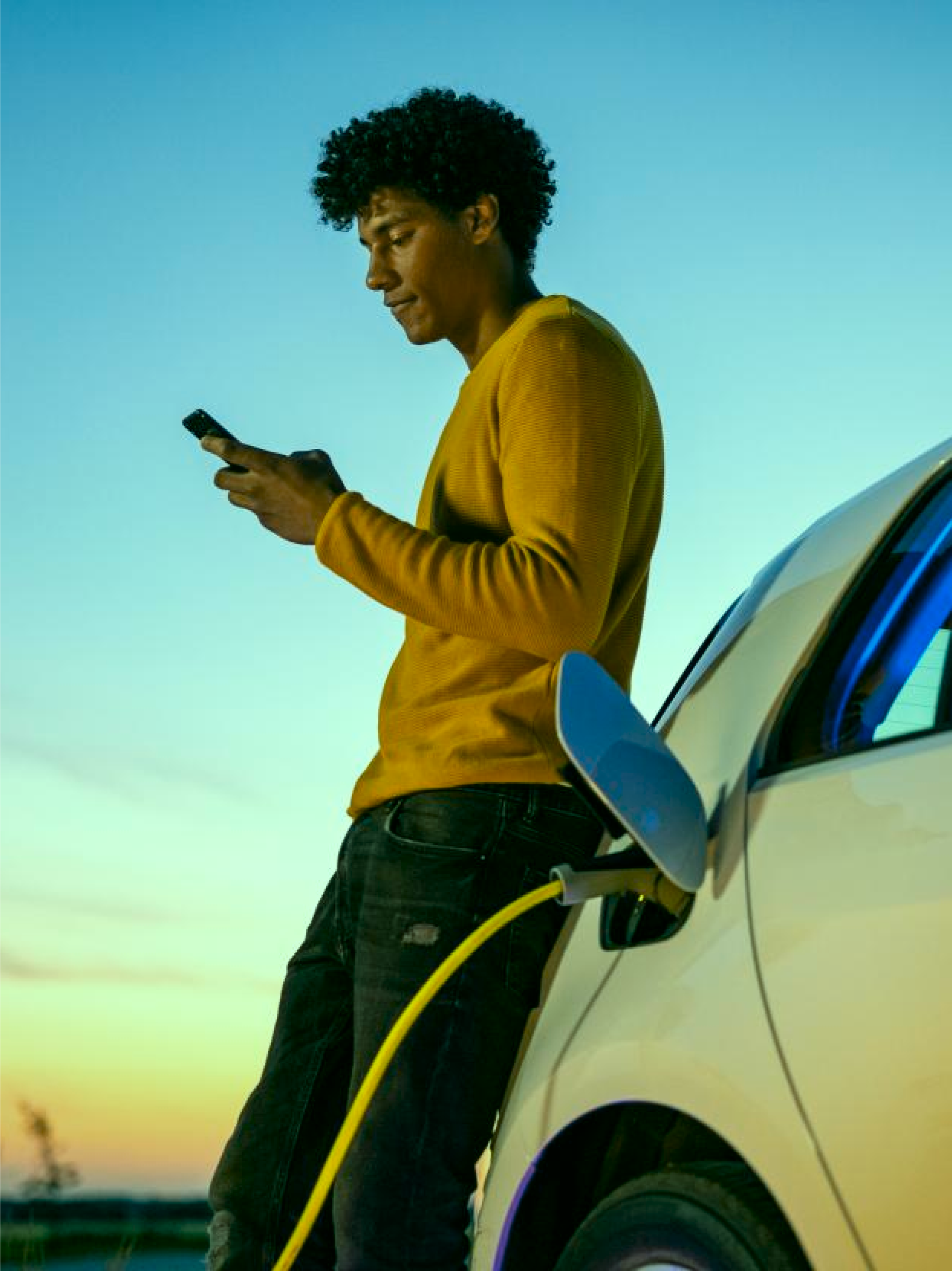 Person charging EV